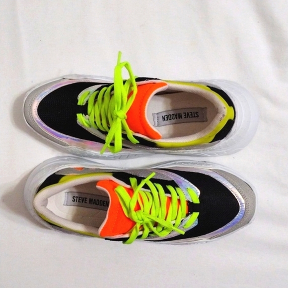 Steve Madden Gillah Multicolor Chunky Platform Sneakers 7 Neon Trendy Streetwear - Picture 8 of 15